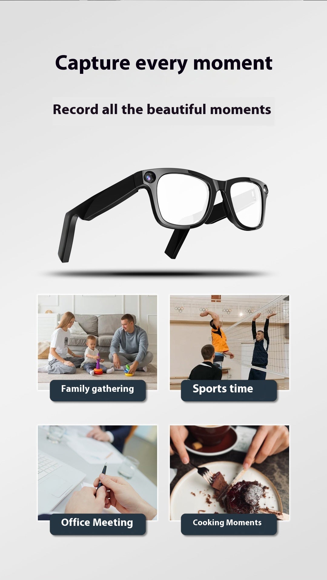 AI Smart Glasses with HD Camera – Voice Calls, Translation & Object Recognition